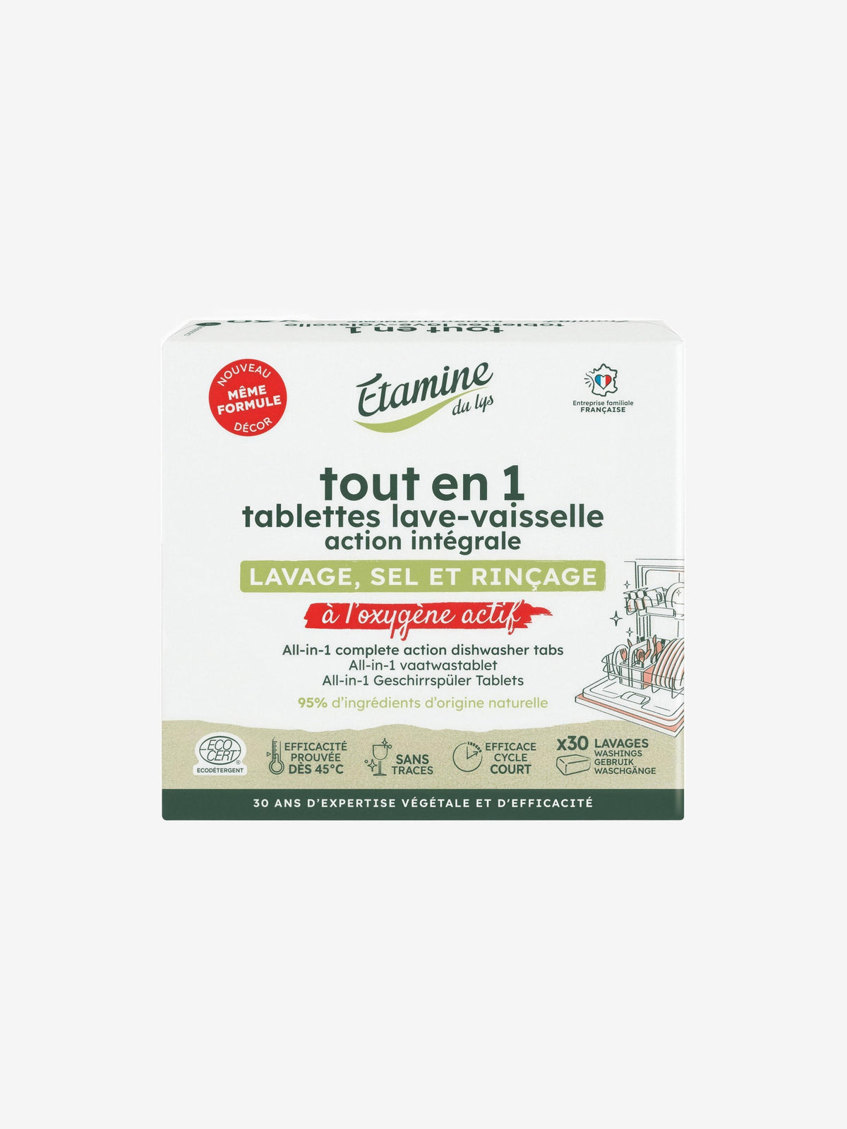 30 Tablettes Lave vaisselle tout en un Etamine du Lys - Herboristerie de Paris