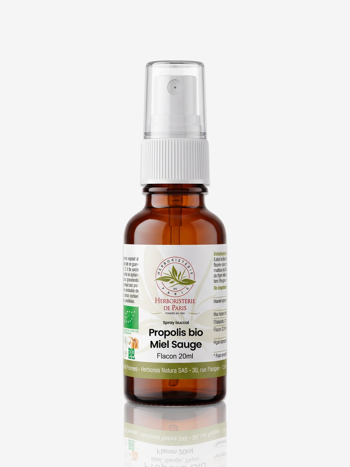 Spray Buccal Propolis bio Miel Sauge Thym 20ml Herboristerie de Paris - Herboristerie de Paris