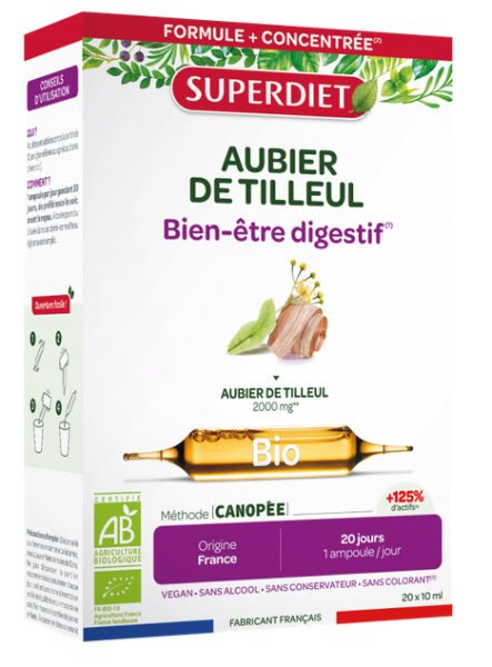 Aubier de Tilleul Bio 20 Ampoules Super Diet - Herboristerie de Paris