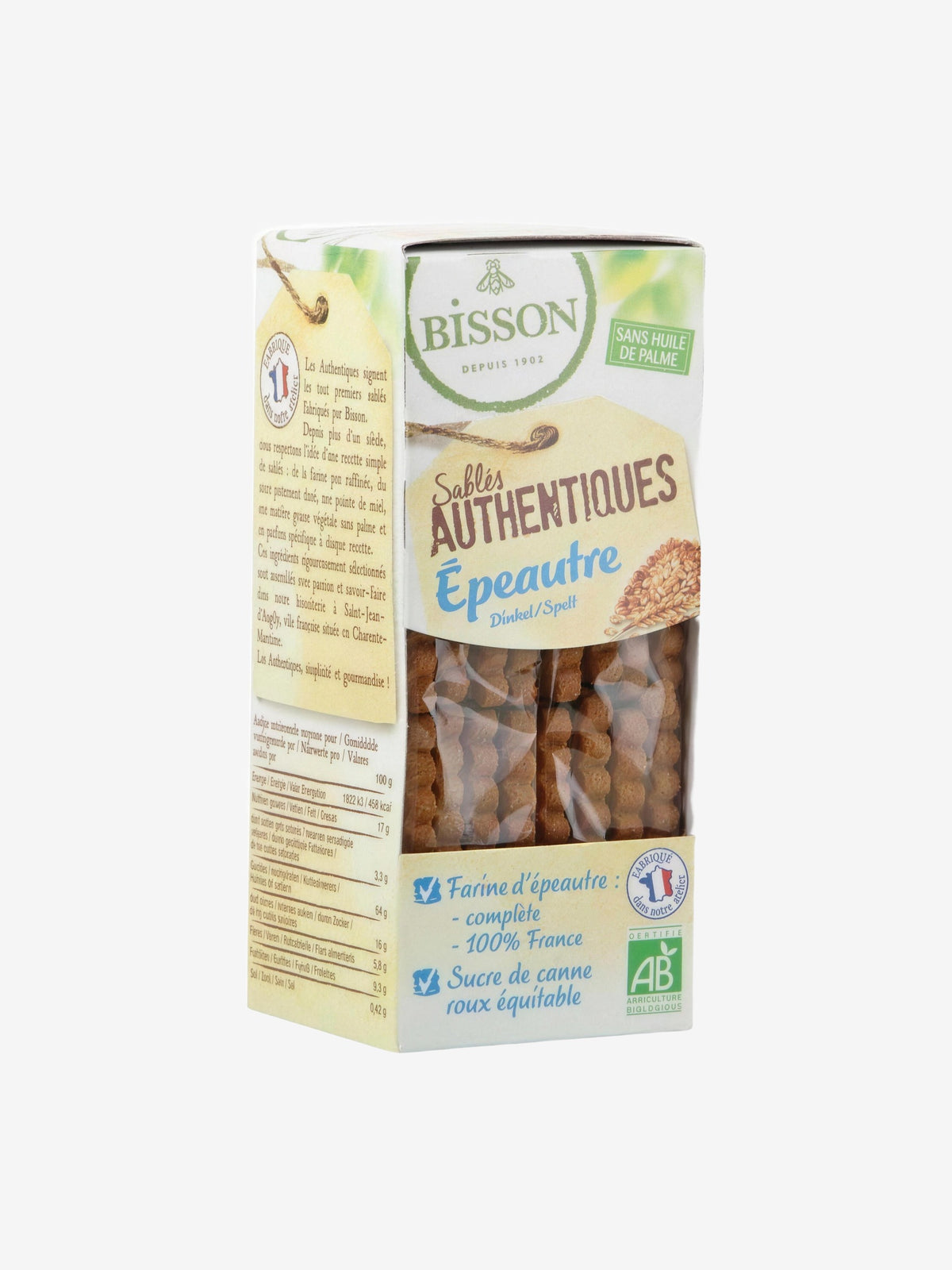 Biscuits sablés les authentiques Epeautre 175gr Bisson - Herboristerie de Paris