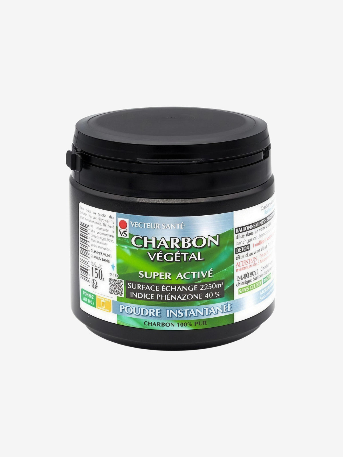 Charbon végétal super activé Poudre Instantanée 150g Vecteur Sante - Herboristerie de Paris