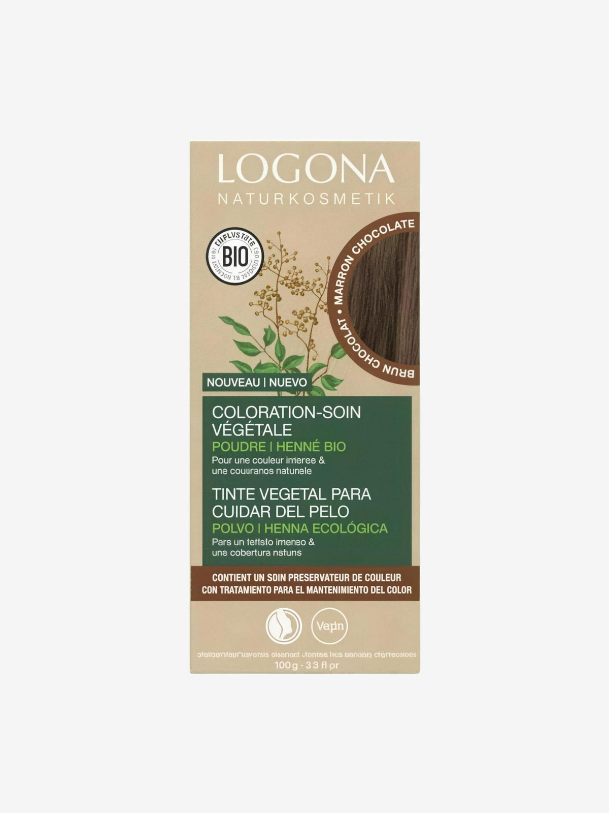 Coloration soin végétale Brun Chocolat 100g Logona - Herboristerie de Paris