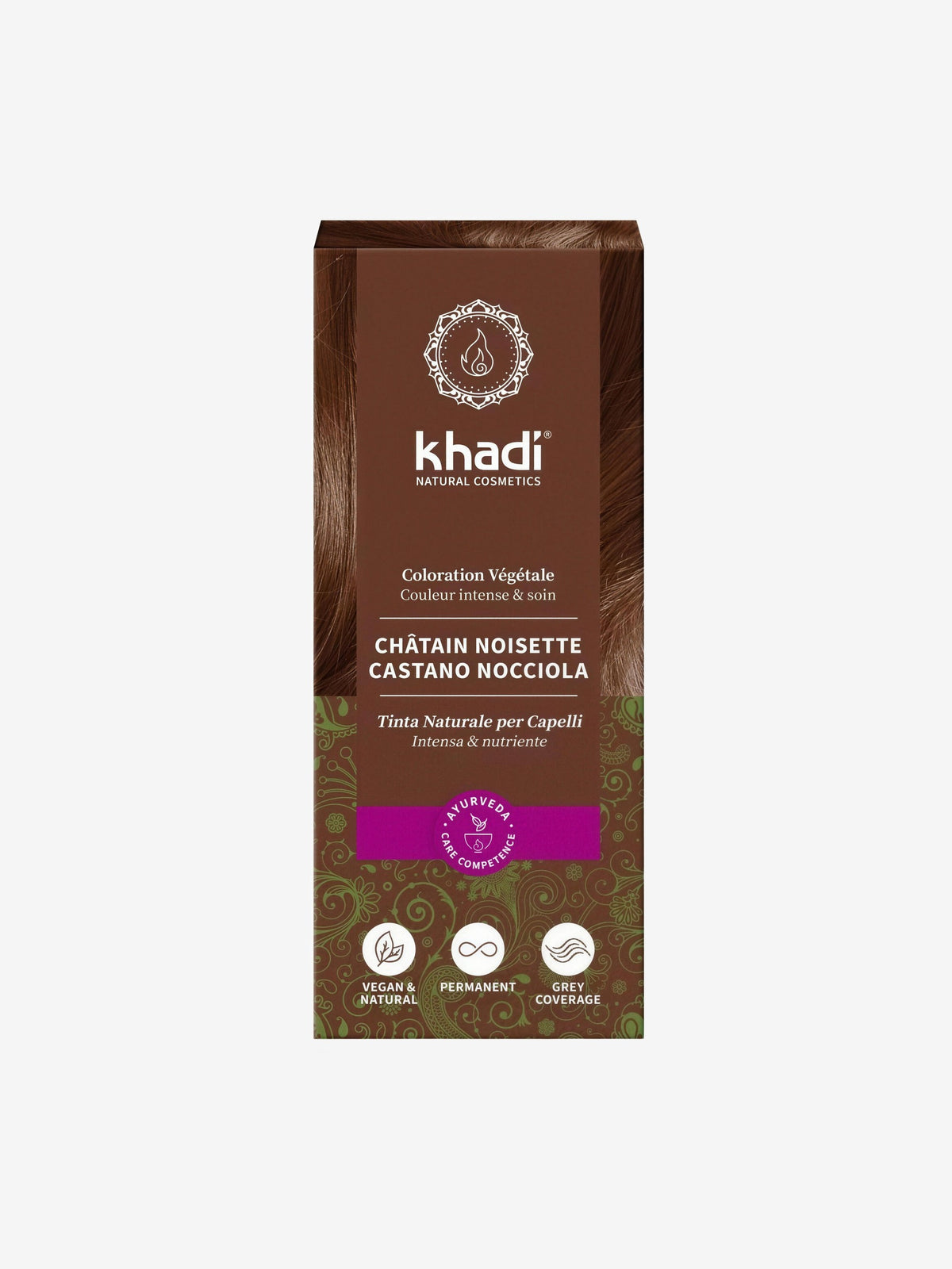 Coloration végétale Noisette Naturel chatain foncé 100g Khadi - Herboristerie de Paris