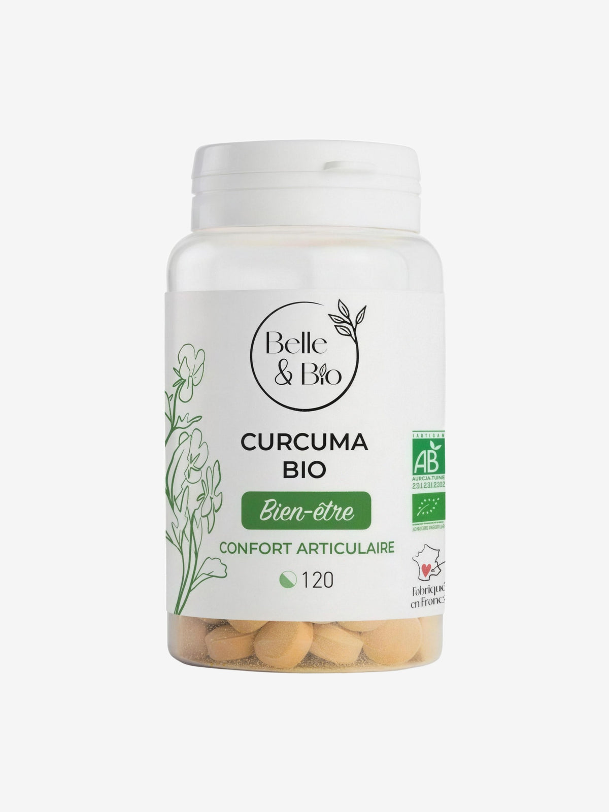 Curcuma piperine Bio 120 comprimés Belle et Bio - Herboristerie de Paris