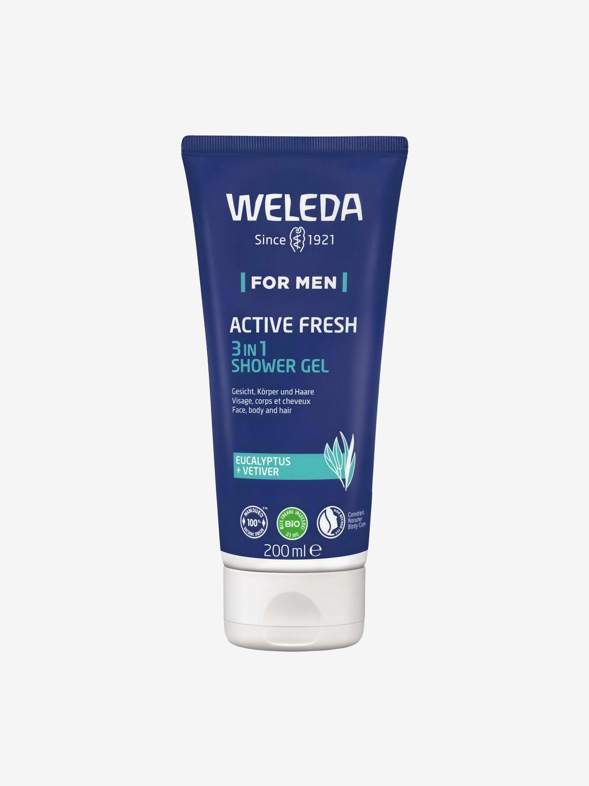 gel douche 3 en 1 Active Fresh 200ml pour homme Weleda - Herboristerie de Paris
