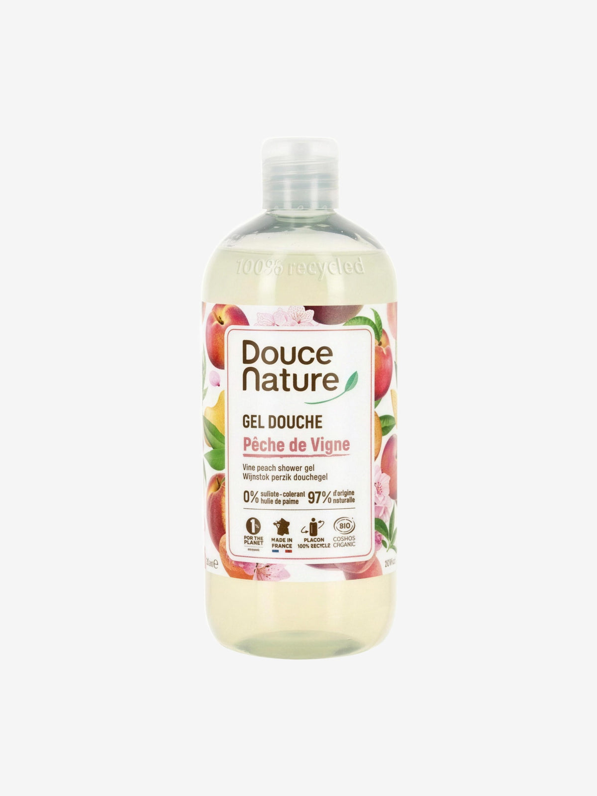 Gel douche pêche de vigne 500ml Douce Nature - Herboristerie de Paris