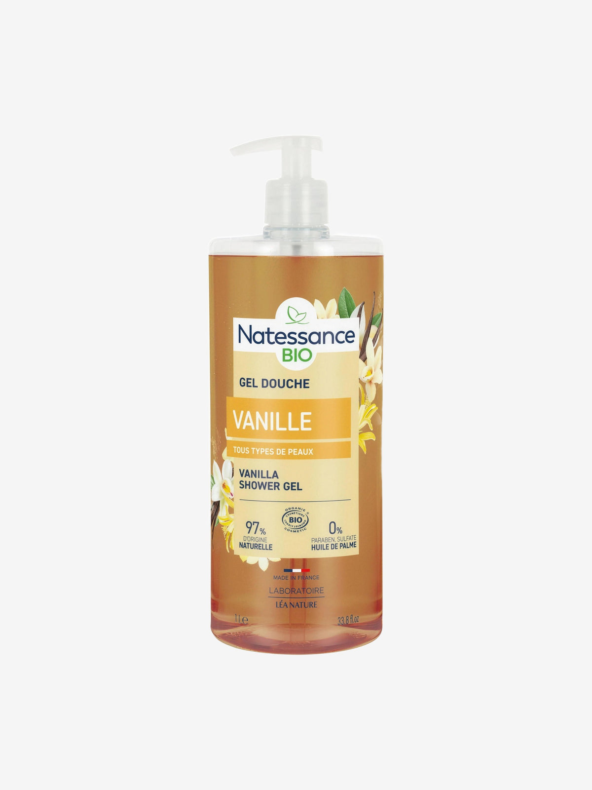 Gel douche Vanille fruitée Sans Sulfates 1l Natessance - Herboristerie de Paris