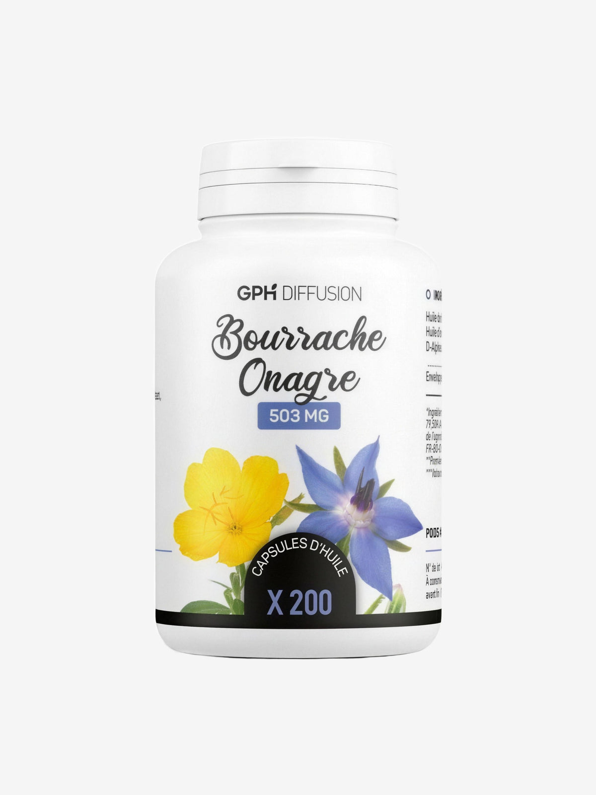 Bourrache Onagre Ecocert bio 503mg 200 capsules GPH Diffusion - Herboristerie de Paris