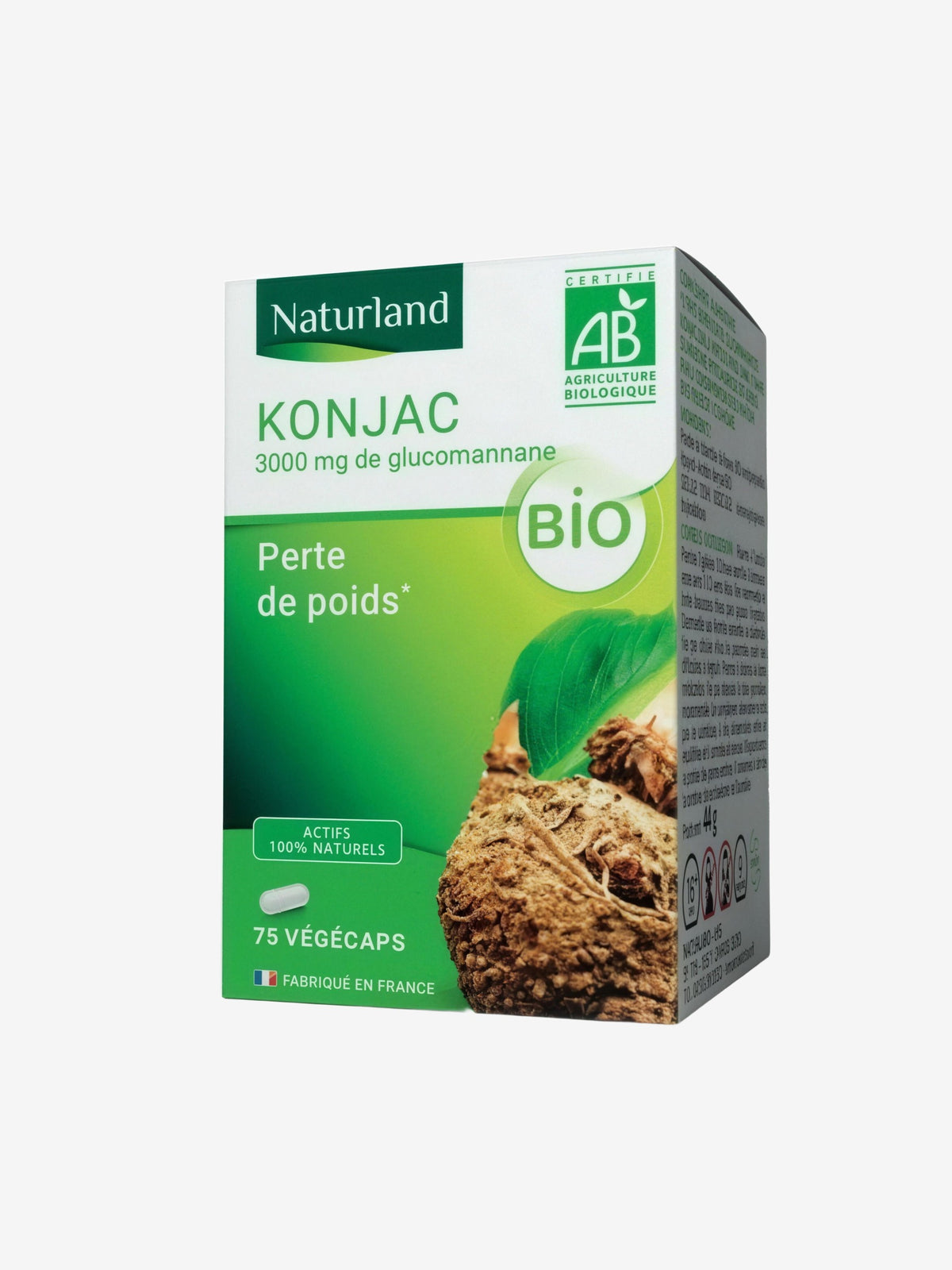 Konjac bio 75 gélules végécaps Naturland - Herboristerie de Paris