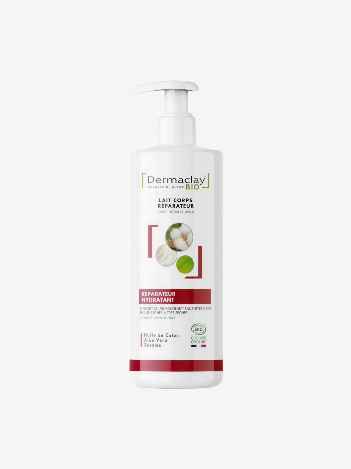 Lait corps réparateur hydratant peaux sèches rugueuses 400ml Dermaclay - Herboristerie de Paris
