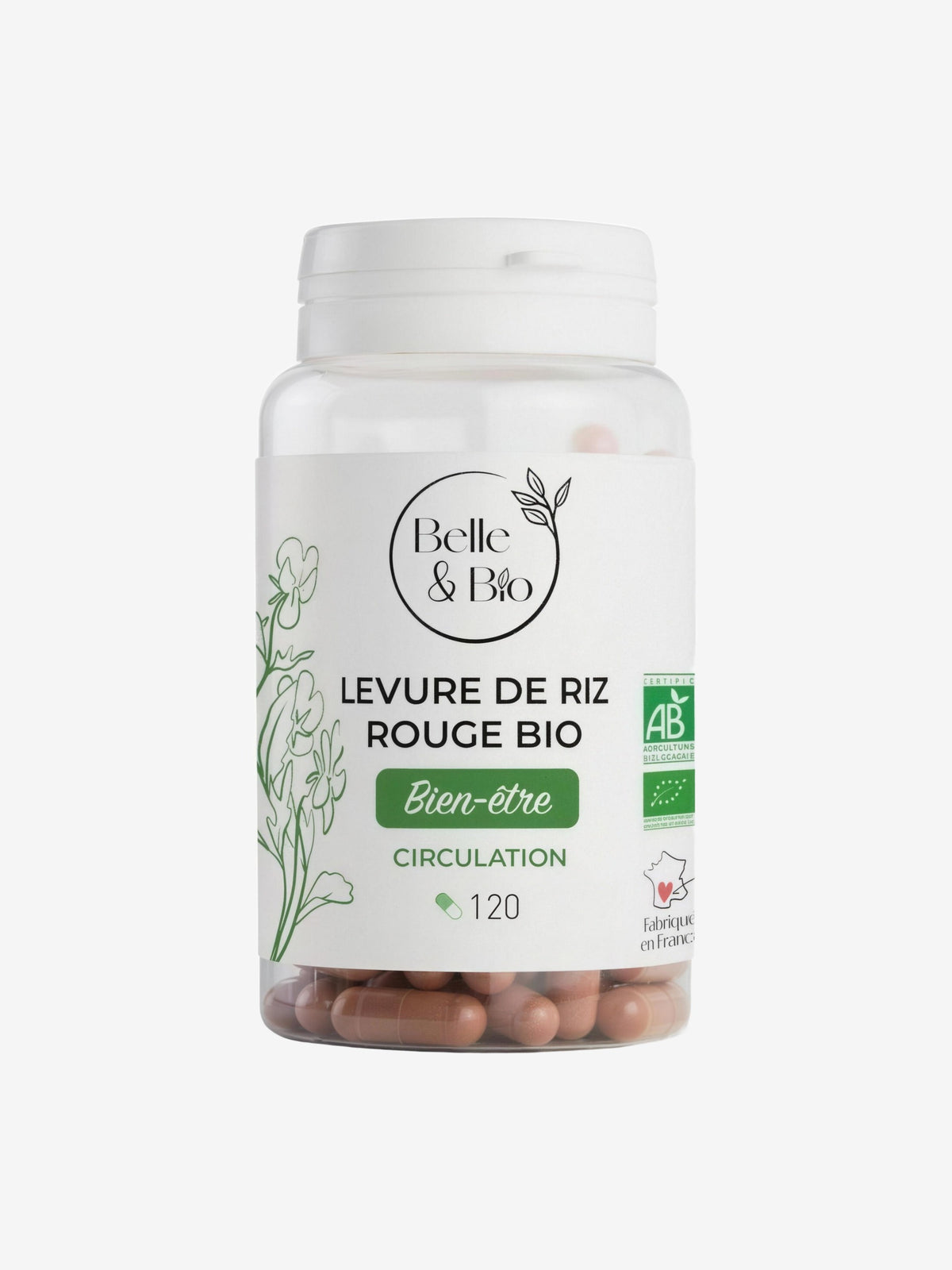 Levure de Riz rouge bio 120 gélules Belle et Bio - Herboristerie de Paris