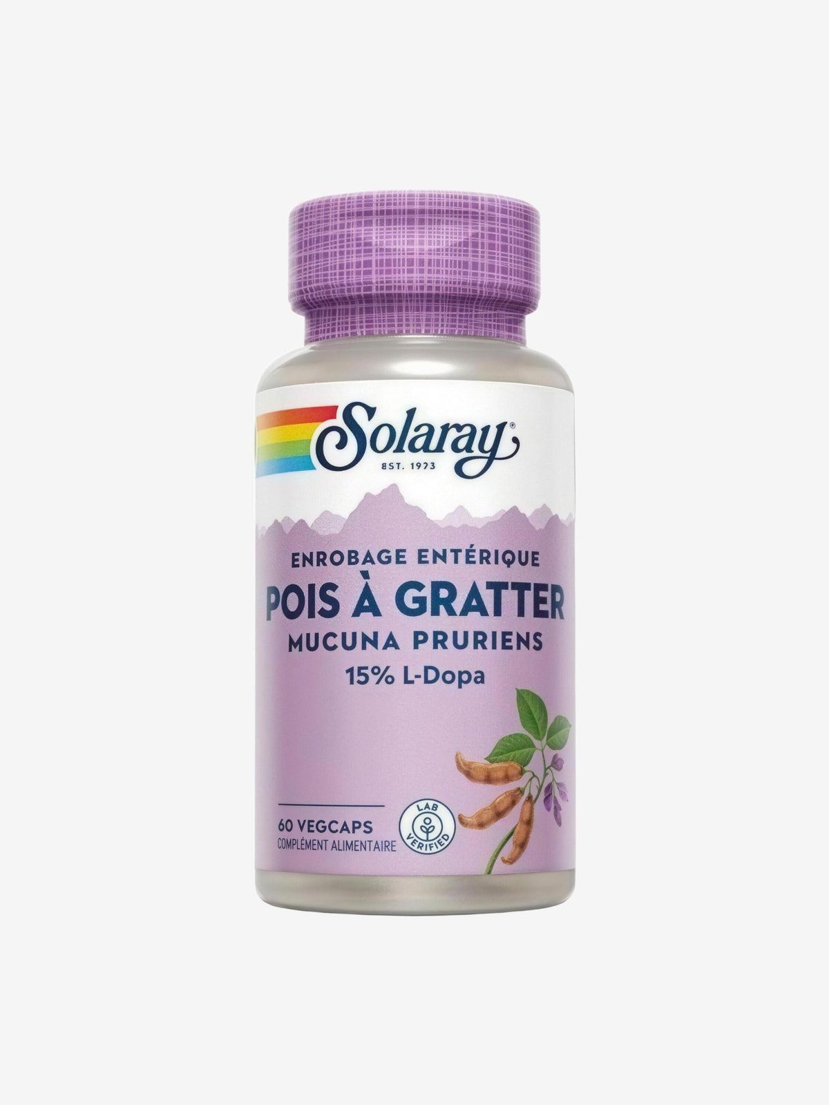 Pois à gratter Mucuna pruriens 333 mg standardisé à 15pc de L DOPA 60 gélules végétales Solaray - Herboristerie de Paris