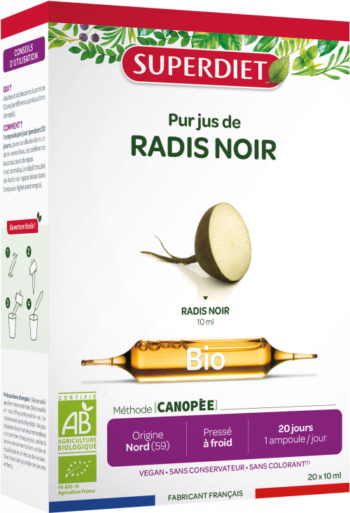 Radis Noir Bio 20 ampoules de 10ml Super Diet - Herboristerie de Paris