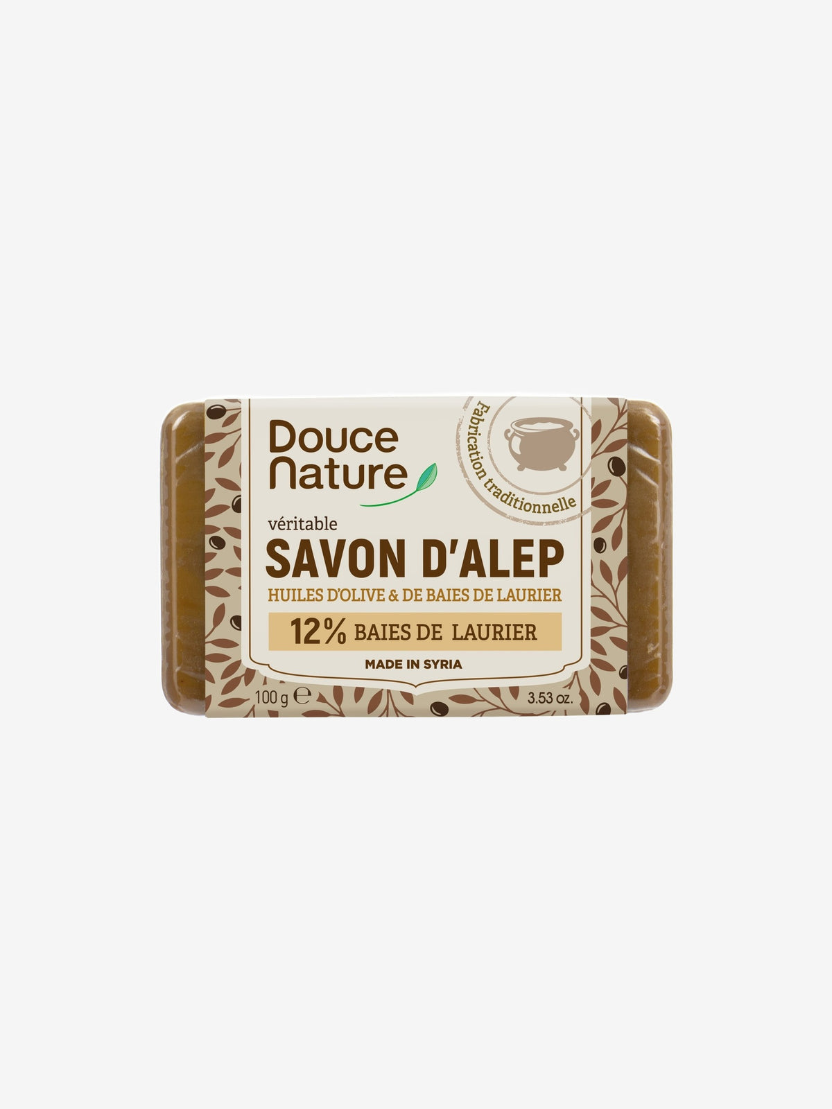 Savonnette d'Alep 12% d'huile de baies de Laurier 100g Douce Nature - Herboristerie de Paris