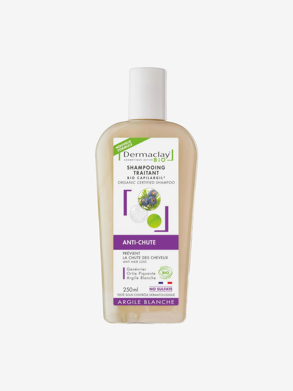Shampoing anti chute, aide à la repousse Capilargil 250ml Dermaclay - Herboristerie de Paris