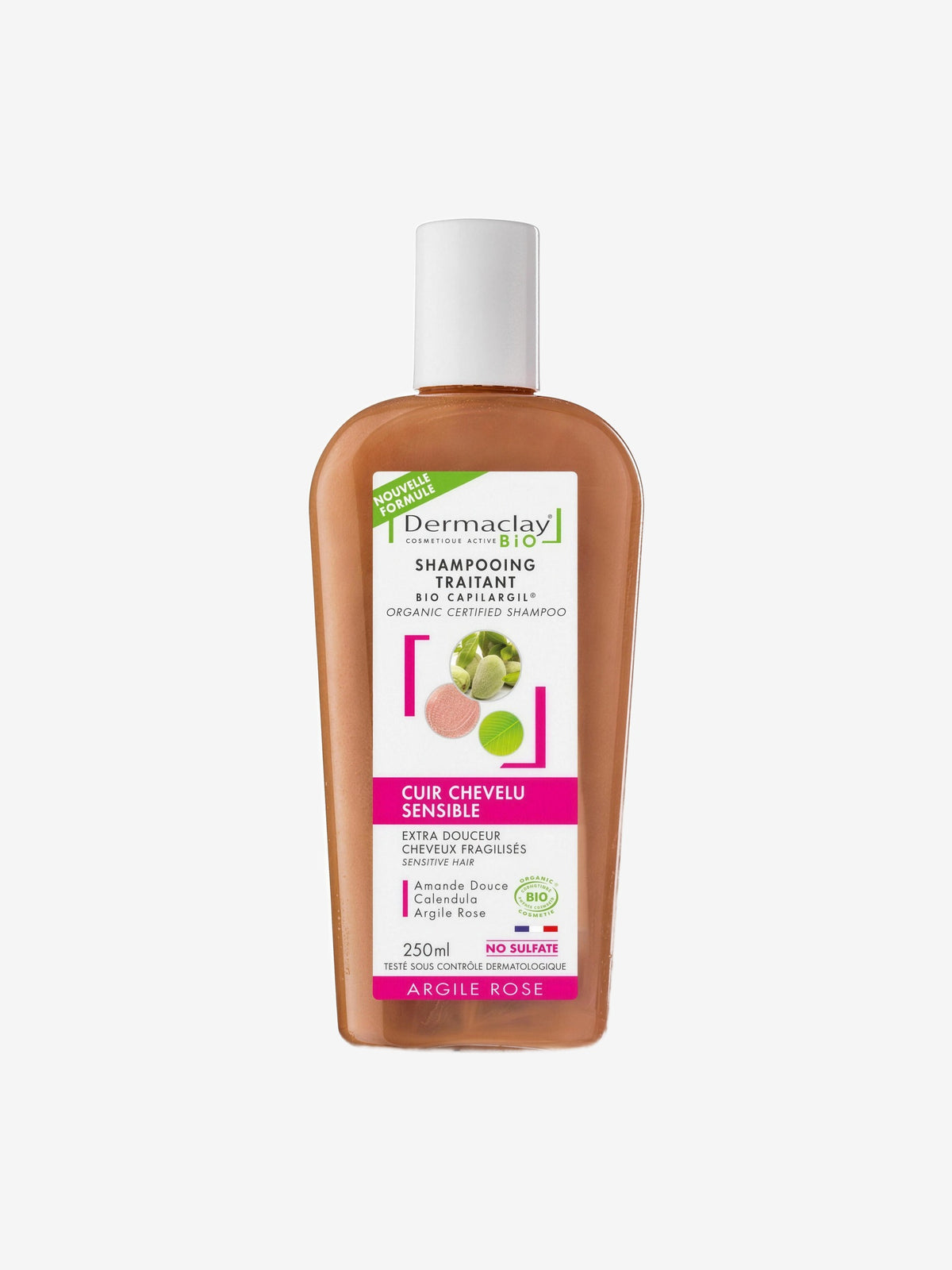 Shampoing bio Cuir Chevelu Sensible 250ml Dermaclay - Herboristerie de Paris