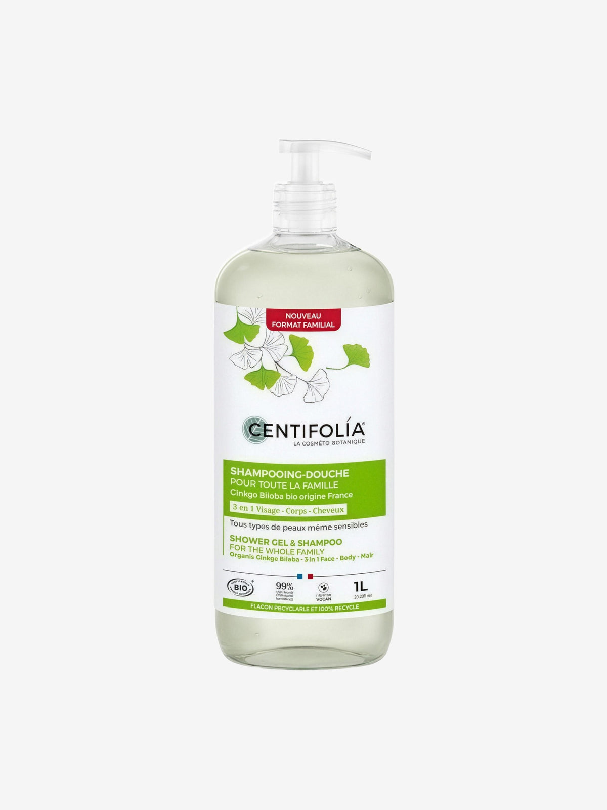 Shampooing Douche pour toute la famille 1L Centifolia - Herboristerie de Paris