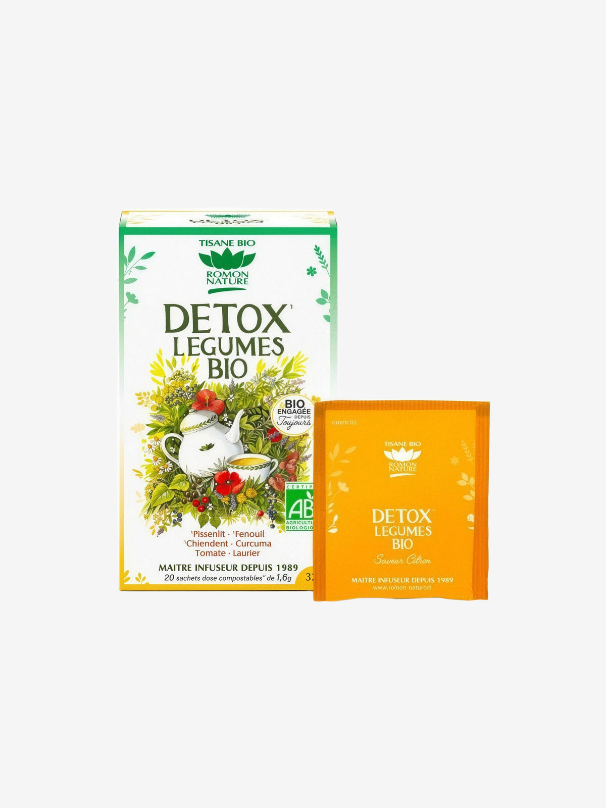 Tisane Detox bio aux Légumes 20 sachets 32g Romon Nature - Herboristerie de Paris