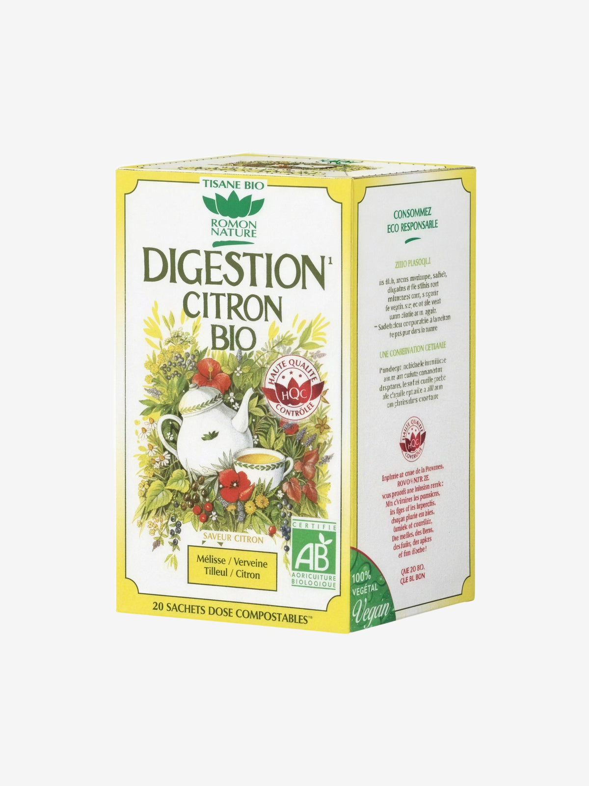 Tisane Digestion Citron bio 20 sachets 32g Romon Nature - Herboristerie de Paris