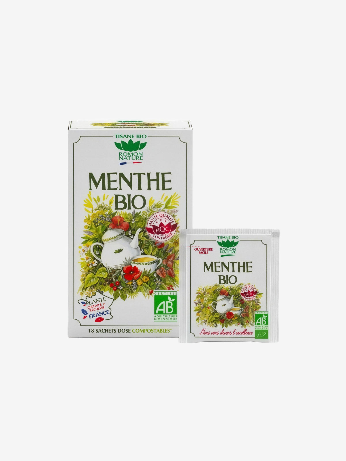 Tisane Menthe bio 18 sachets Romon Nature - Herboristerie de Paris