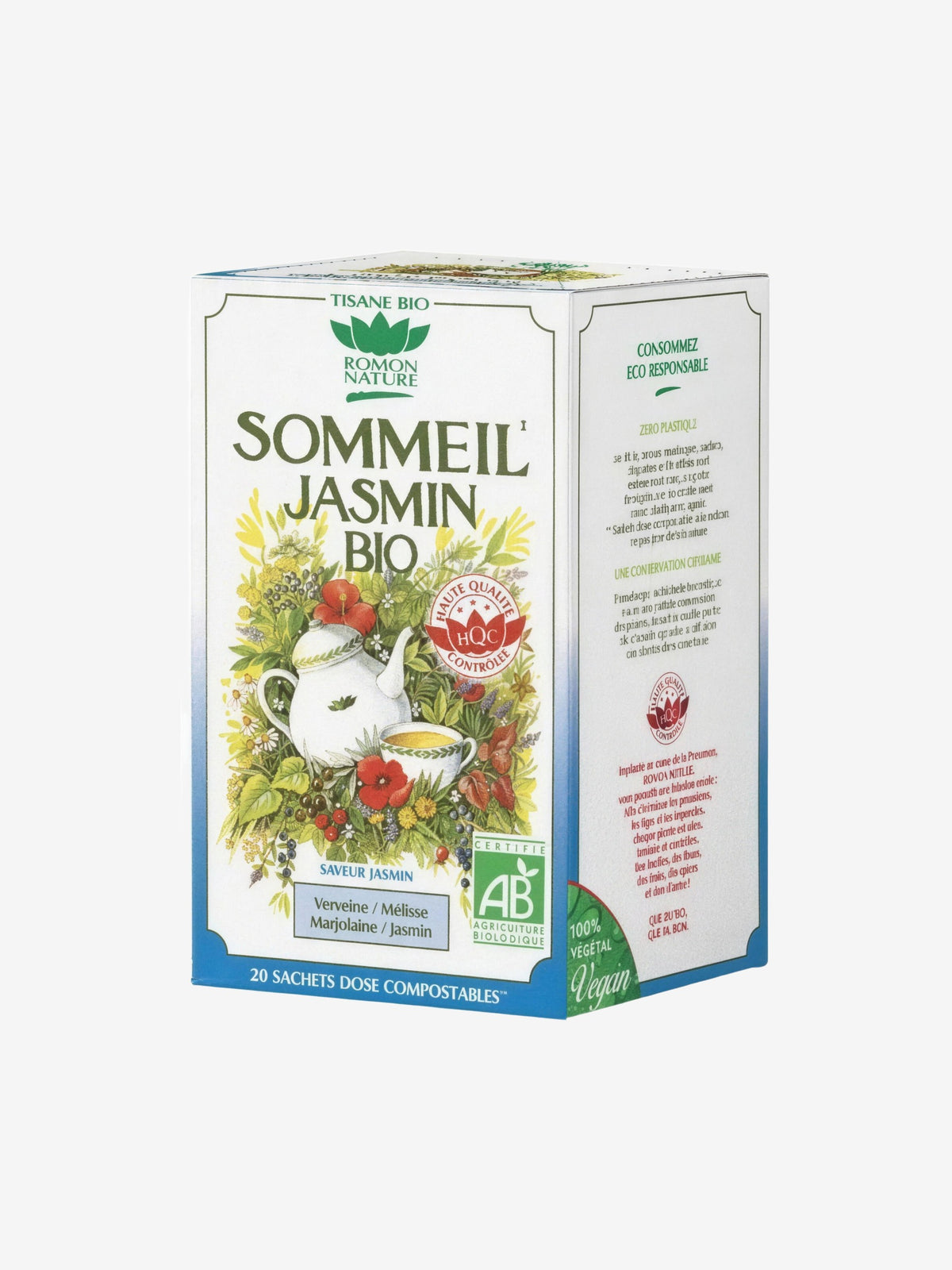 Tisane Sommeil Jasmin bio 20 sachets 32g Romon Nature - Herboristerie de Paris