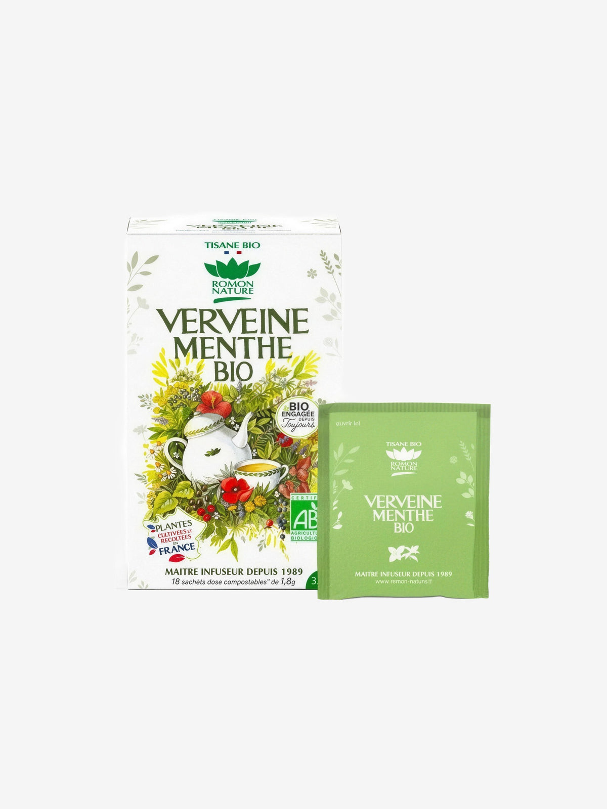 Tisane Verveine Menthe bio 20 sachets 36g Romon Nature - Herboristerie de Paris
