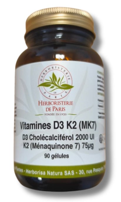 Vitamine D3 + K2 (MK7) 90 gélules Herboristerie De Paris - Herboristerie de Paris