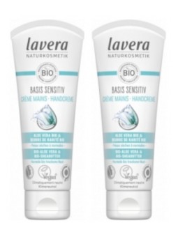Lot Crèmes Mains Amande Bio et Karité Basis Sensitiv 2x75ml Lavera Herboristerie de Paris