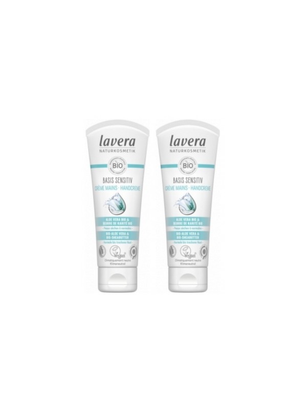 Lot Crèmes Mains Amande Bio et Karité Basis Sensitiv 2x75ml Lavera Herboristerie de Paris