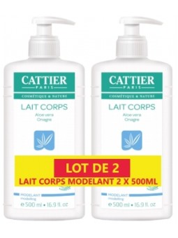 Lot de 2 Lait Corps Hydratant modelant aloe vera onagre 2 x 500ml Cattier Herboristerie de Paris