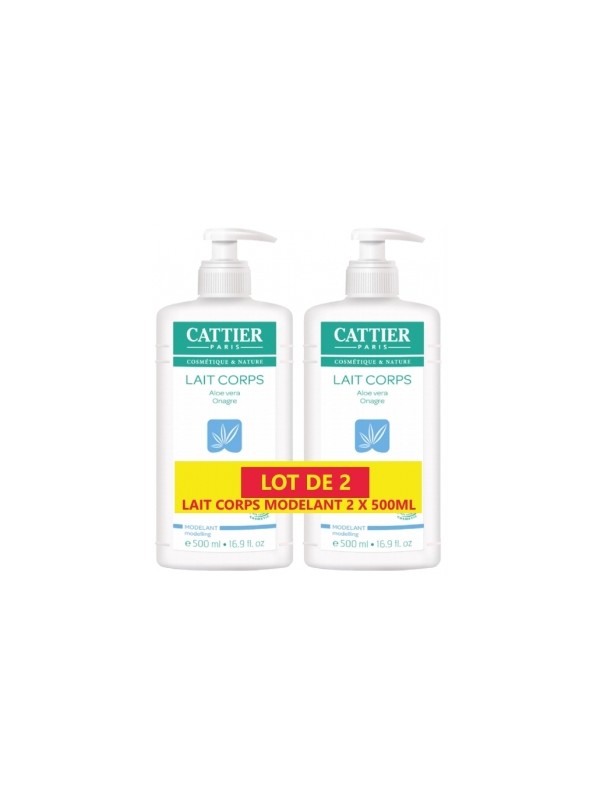 Lot de 2 Lait Corps Hydratant modelant aloe vera onagre 2 x 500ml Cattier Herboristerie de Paris