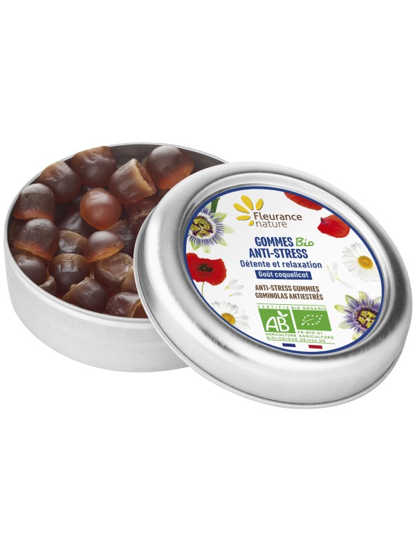 Gommes anti stress Bio 30g arôme framboise Fleurance Nature Herboristerie de Paris solution nomade