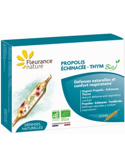 Propolis Échinacée Thym Bio 10 ampoules Fleurance Nature Herboristerie de Paris extrait de propolis brune purifiée
