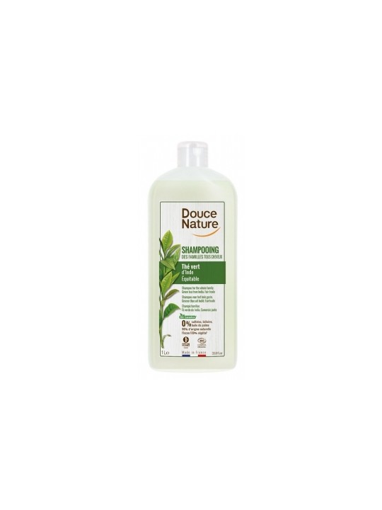 Shampoing des familles sans sulfates tous cheveux Thé vert d'Inde 1L Douce Nature Herboristerie de Paris