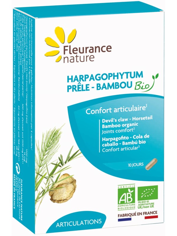 Harpagophytum Prêle Bambou Bio 40 gélules Fleurance Nature Herboristerie de Paris articulations