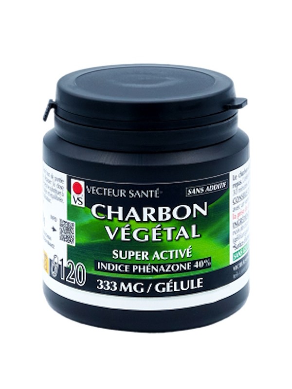 Charbon végétal super activé 120 gélules Vecteur Sante Herboristerie de Paris aide la digestion
