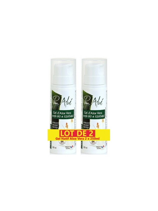 Lot de 2 Gel natif Aloe Vera tube airless 2 x 250ml Puraloe Herboristerie de Paris