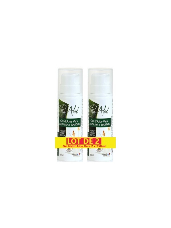 Lot de 2 Gel natif Aloe Vera tube airless 2 x 250ml Puraloe Herboristerie de Paris