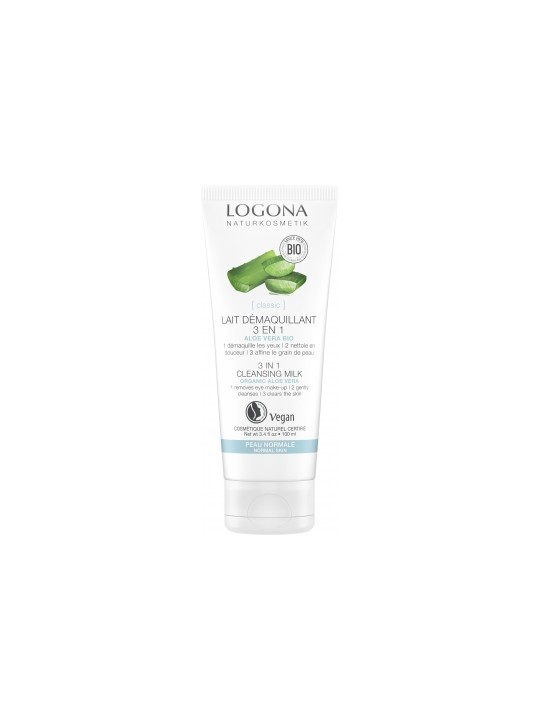 Lait démaquillant 3 en 1 aloe vera bio 100ml Logona Herboristerie de Paris