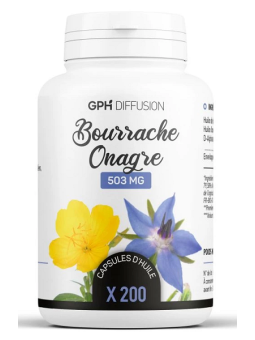 Bourrache Onagre Ecocert bio 500mg 200 capsules GPH Diffusion Herboristerie de Paris peau beauté