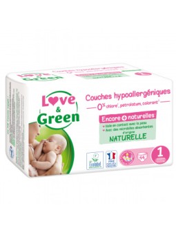 Couches Hypoallergéniques T1 (2/5 kg) x44 Love and Green Herboristerie de Paris