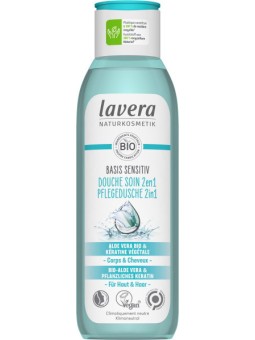 Gel douche soin 2en1 basis sensitiv 250 ml Lavera peaux sensibles fragiles et rougies Herboristerie de paris