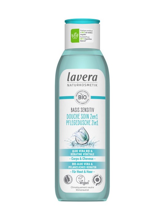 Gel douche soin 2en1 basis sensitiv 250 ml Lavera peaux sensibles fragiles et rougies Herboristerie de paris