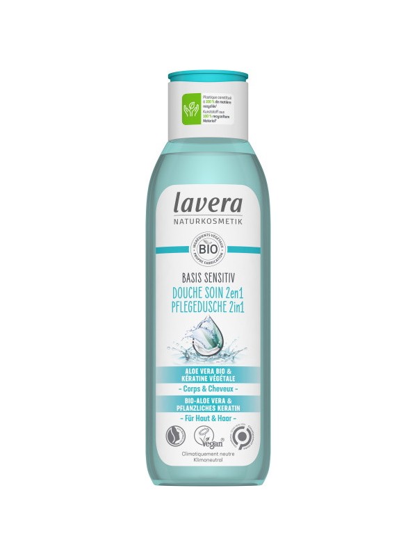 Gel douche soin 2en1 basis sensitiv 250 ml Lavera peaux sensibles fragiles et rougies Herboristerie de paris