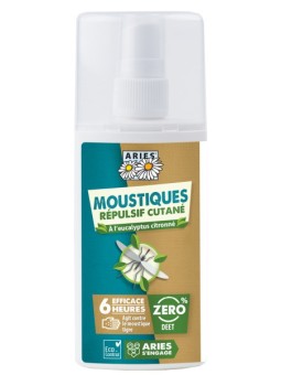 Spray Lotion répulsive Anti-Moustiques efficacité 6 heures 100 ml Aries citriodiol Herboristerie de paris