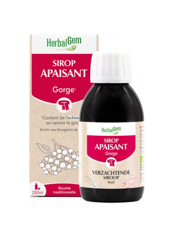 Sirop Apaisant Gorge Bio Flacon 250ml Herbalgem Sirop des Refroidissements Bio Flacon Herboristerie de Paris