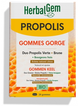 Propolis Large spectre gommes arôme citron 24 pièces Herbalgem Herboristerie de Paris