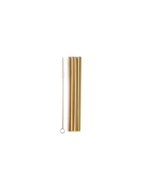 Lot de 4 pailles en bambou avec goupillon Humble Brush Herboristerie de Paris