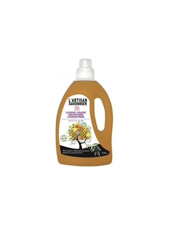 Lessive liquide concentrée savon noir lavandin Bio 1.5L L Artisan Savonnier Entretien Herboristerie de Paris