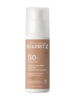 Crème solaire visage teintée bio SPF50 Beige 50ml Laboratoires De Biarritz Herboristerie de Paris